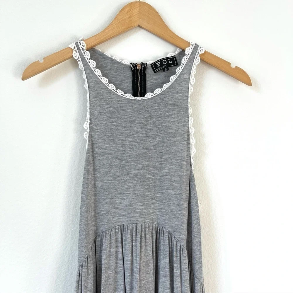 POL Heather Gray Baby Doll Racerback Midi Dress S - Picture 8 of 13